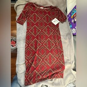 LuLaRoe Red and Yellow Geometric Midi Dress